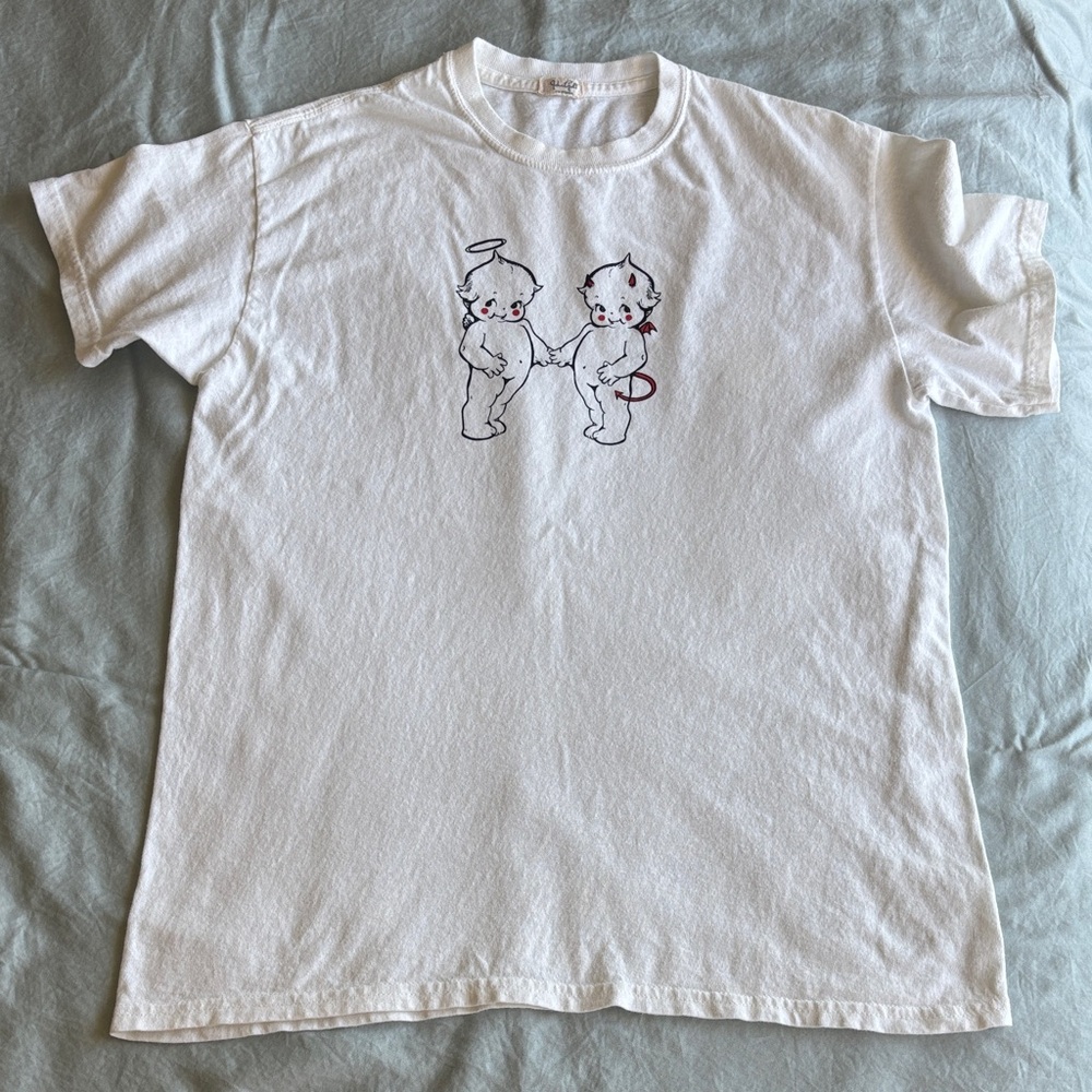 John Galt Angels White Graphic T-Shirt - W Size Large